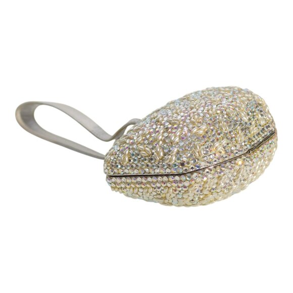 RODO allover Swarovski crystal silver leather wristlet clutch evening bag - Picture 11 of 16